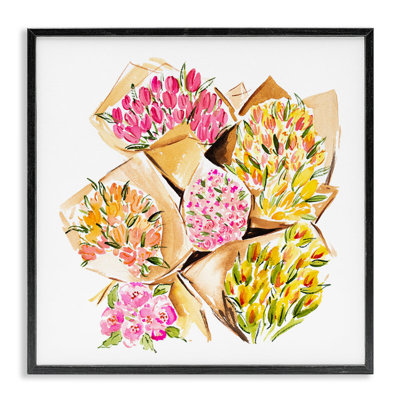 Ensemble de bouquets d'art par Enya Todd bg-172, Giclée encadrée noir minuit, H 24 po x l 24 po
