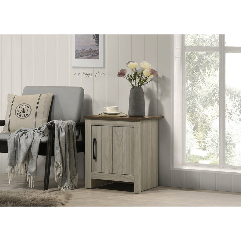 Table de bout l 16 po, table d'appoint, table de chevet avec porte d'armoire, chêne gris