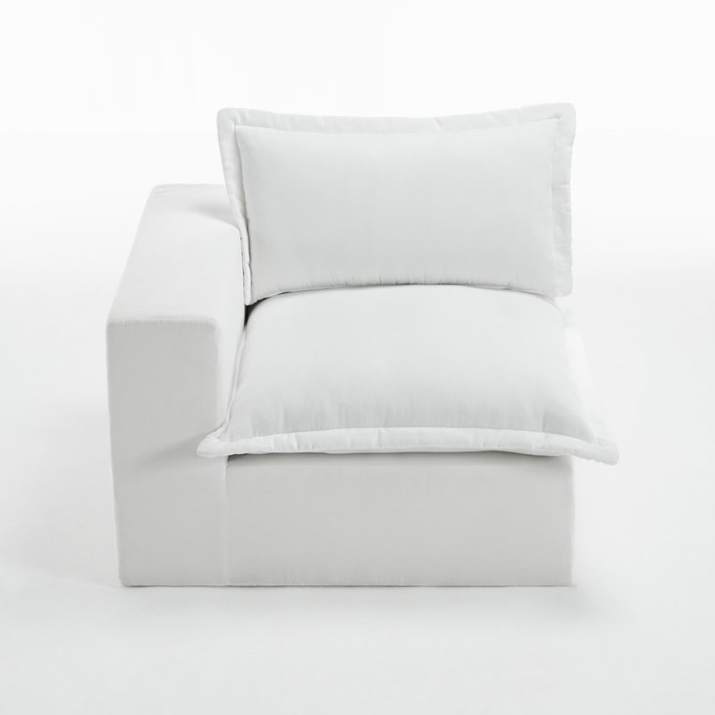 Upholstered Soft Beige Chenille Accent Lounge Chair with Cushion Back – Fully Compressed, No Assembly Required, White 