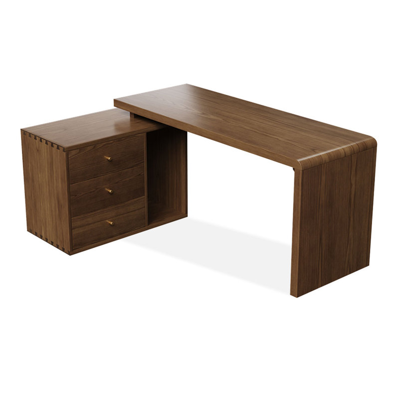 Bureaux en bois massif en L noyer, H 29,53 po x l 94,49 po x P 29,53 po