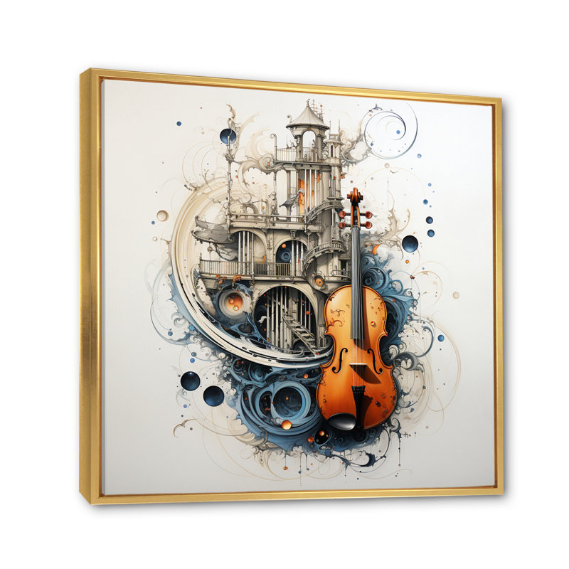 Jaslyne Harmonious Melody in This - imprimé, Cadre flottant doré, H 24 po x l 24 po x P 1 po
