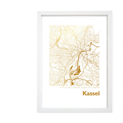Kassel Card Map - Single Picture Frame Print