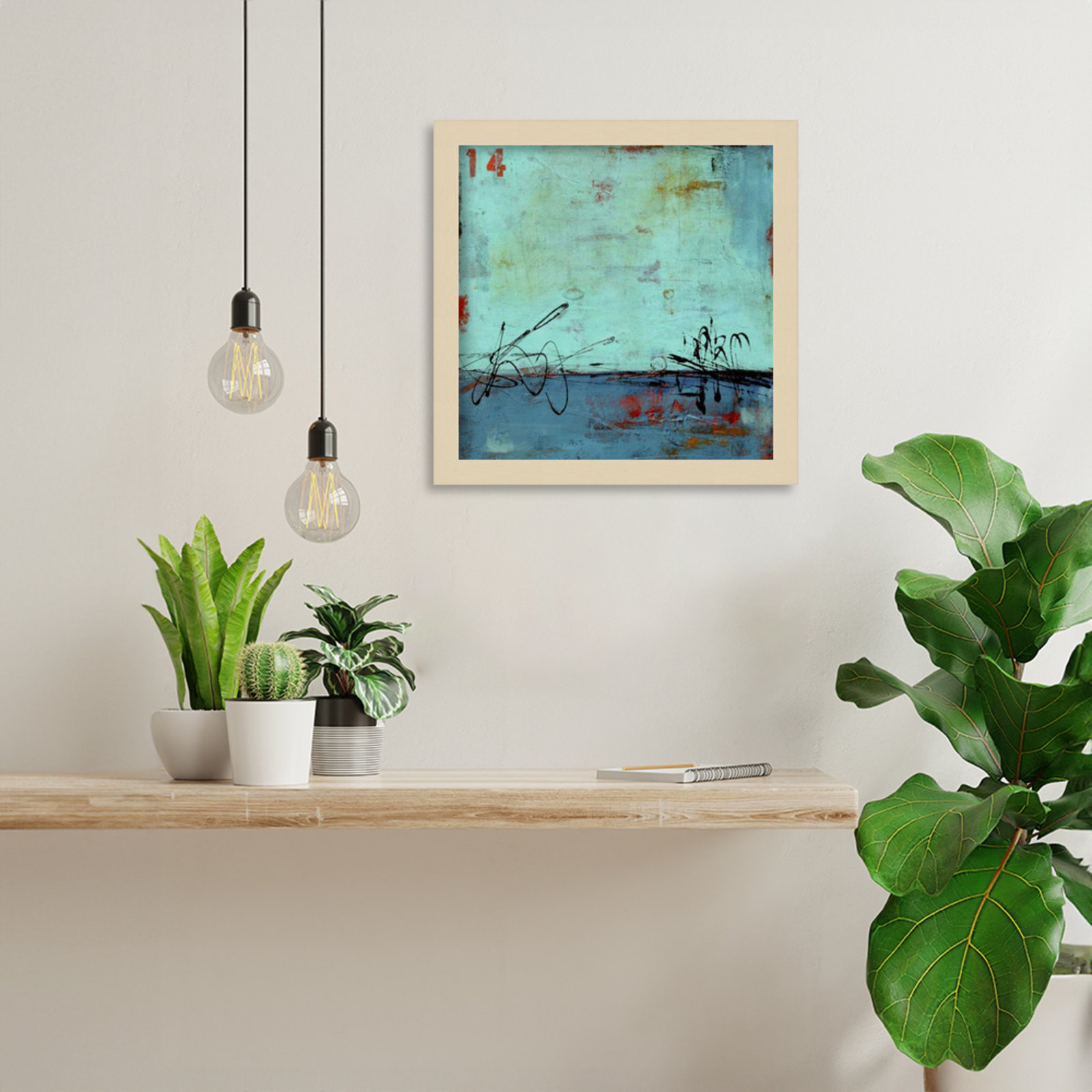 Blue Bay Marina No. 2 Print by Erin Ashley, Brown, 13" H x 13" W