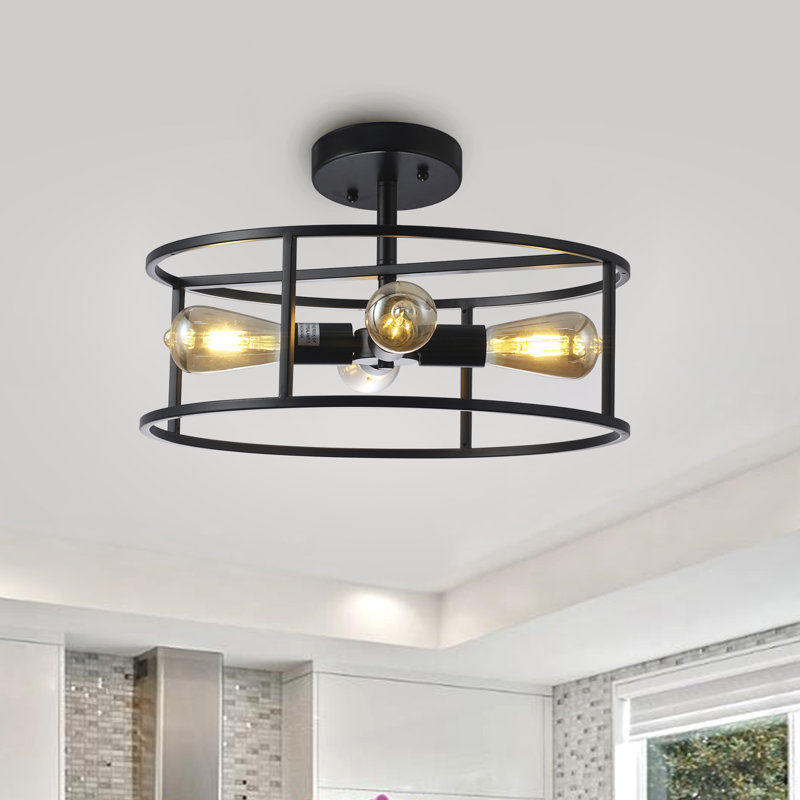 Luminaire suspendu tambour simple 4 lumières
