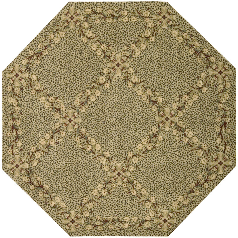 Barras Wool Floral Indoor Rug, Octagon 5'6"
