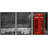 British Phone Booth with Weathered Wooden Bench Modern Wall Decor-102298302-102298301
