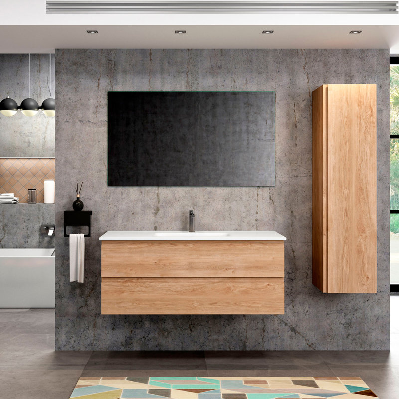 Pasadena 46.82 " Wall Mounted Single Bathroom Vanity Base, Oak