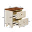 Table de chevet 22,9 po Mid-Century moderne avec station de recharge en bois massif brun et blanc