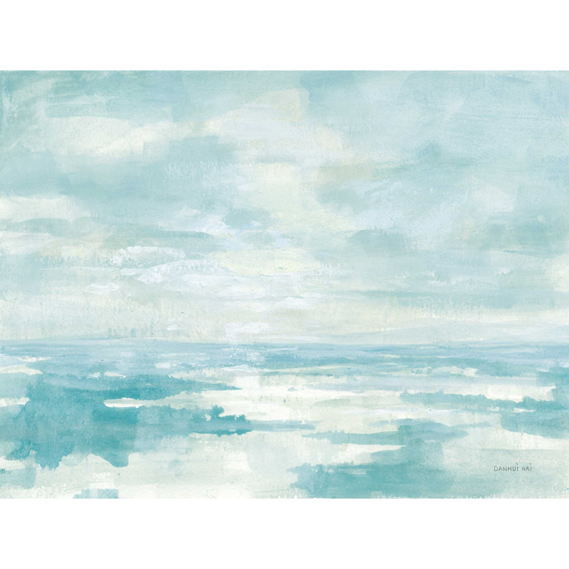 «Calm Waters Aqua» par Danhui Nai - reproduction d'art sur toile tendue, H 36 po x l 48 po