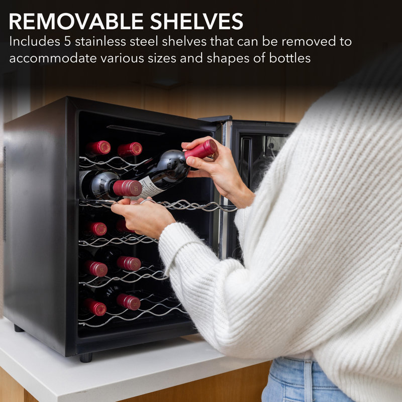 20 Bottle Thermoelectric Wine Cooler with Mirror Glass Door