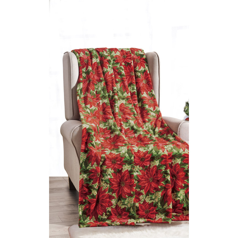 Poinsettia Knitted Throw Blanket