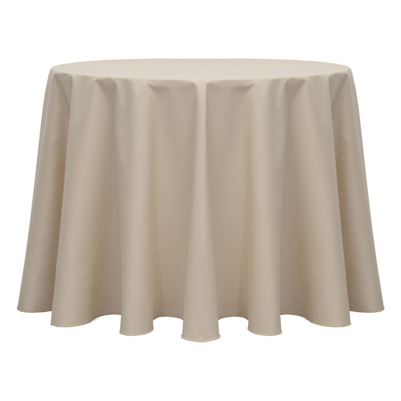 Cotton Twill Round Tablecloth, 5, Beige, 102" L x 102" W