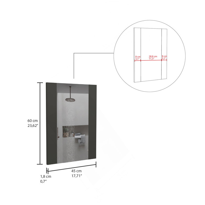 Mirror Madrid, Rectangular Shape, Looking Glass -Black