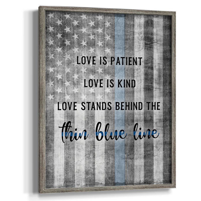 Thin Blue Line Framed Print - Solid Wood, 15" H x 12" W