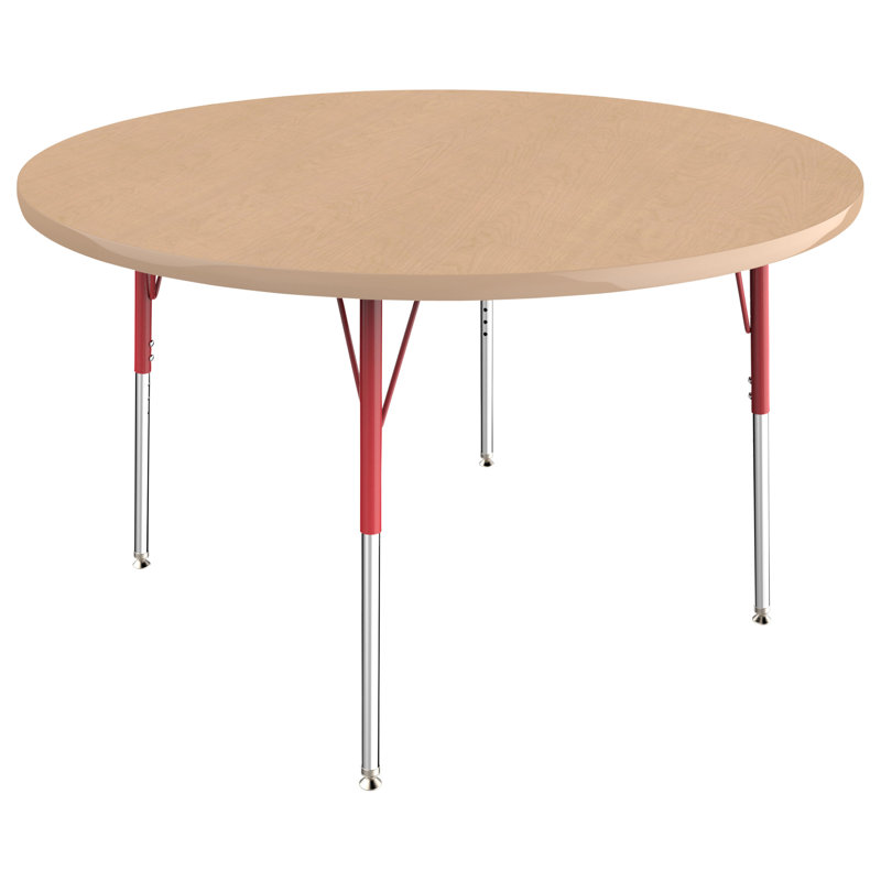 Table ronde à hauteur réglable, 48", Érable / rouge, Gris