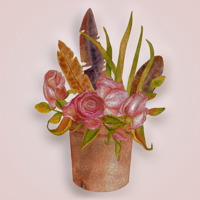 Boho Floral Arrangement I - impression sur toile tendue, H 8 po x l 8 po x P 1,5 po