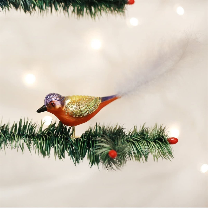 Old World Christmas Glass Blown Clip On Christmas Ornament, Painted Bunting