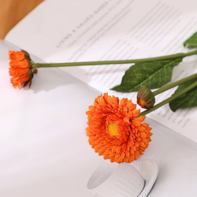 8 Pcs Silk Calendula Flower Artificial Daisy Flowers 3 Heads Fake Chrysanthemum Autumn Floral for Home Office Party Wedding Decor