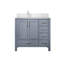 Gris foncé 36 po De salle de bain avec comptoir en marbre, robinet inclus, fermeture en douceur, une armoire, cinq tiroirs, tablette ouverte, robinet escamotable à un trou avec plateau décalé gauche et surface de teinture,-1394651983