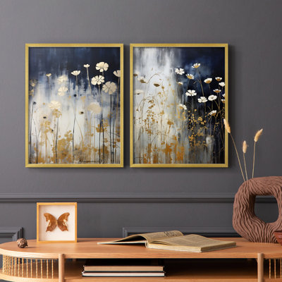FLORAL Series CCCCXCV - reproduction encadrée de qualité supérieure - prête à être accrochée - aucun clou requis - aucun clou requis