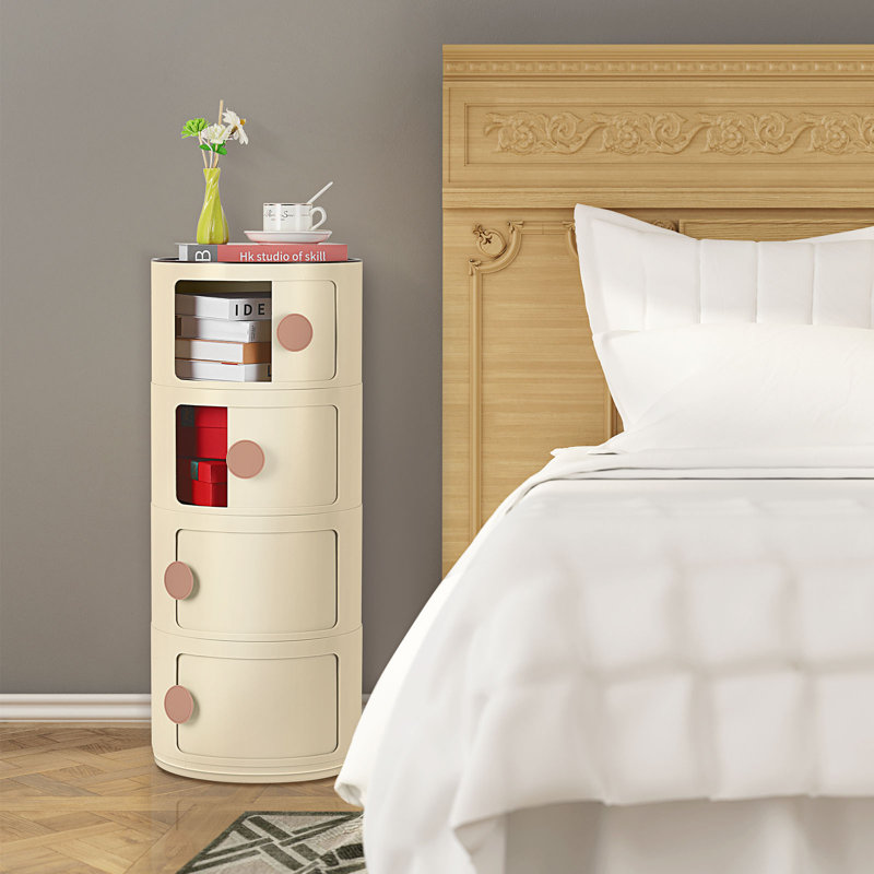 Coffre de rangement à 3 tiroirs l 12,4 po Lacia, Beige / orange