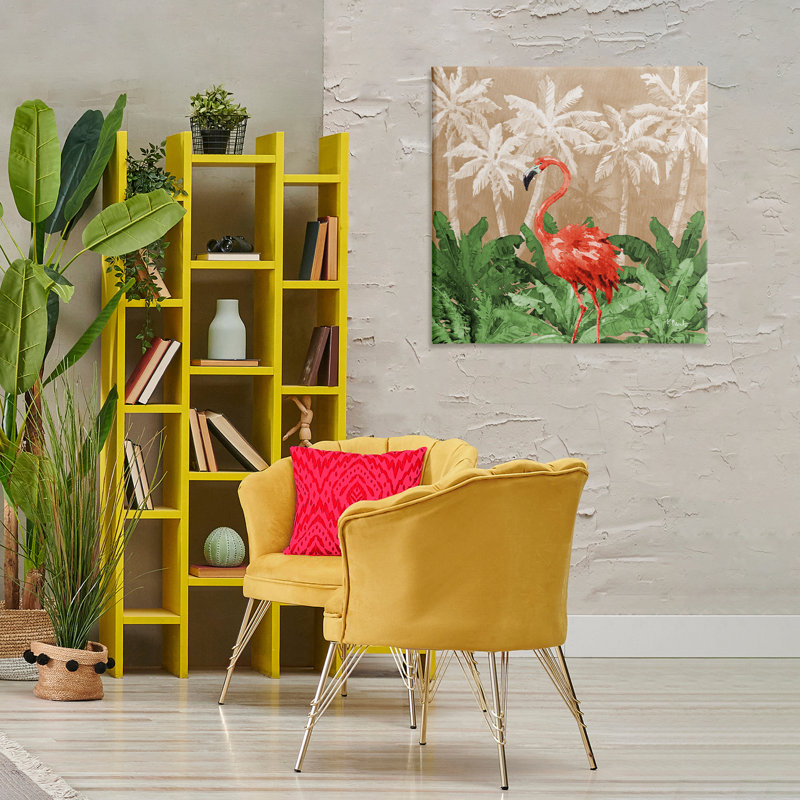 «Flamingo Jungle Scenery», art mural sur toile par Paul Brent, H 30 po x l 30 po