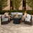 Areefa 9-Piece Wicker Outdoor Conversation Set with Fire Pit Table