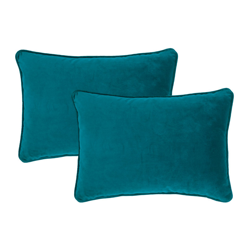  Square Velvet Pillow Cover & Insert, Atlantic Blue, 13" x 20"