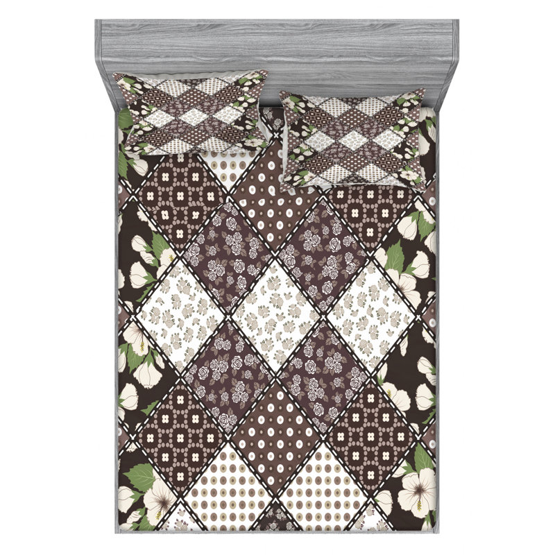 Microfiber Geometric Sheet Set, Full Sheet Set with Fitted Sheet