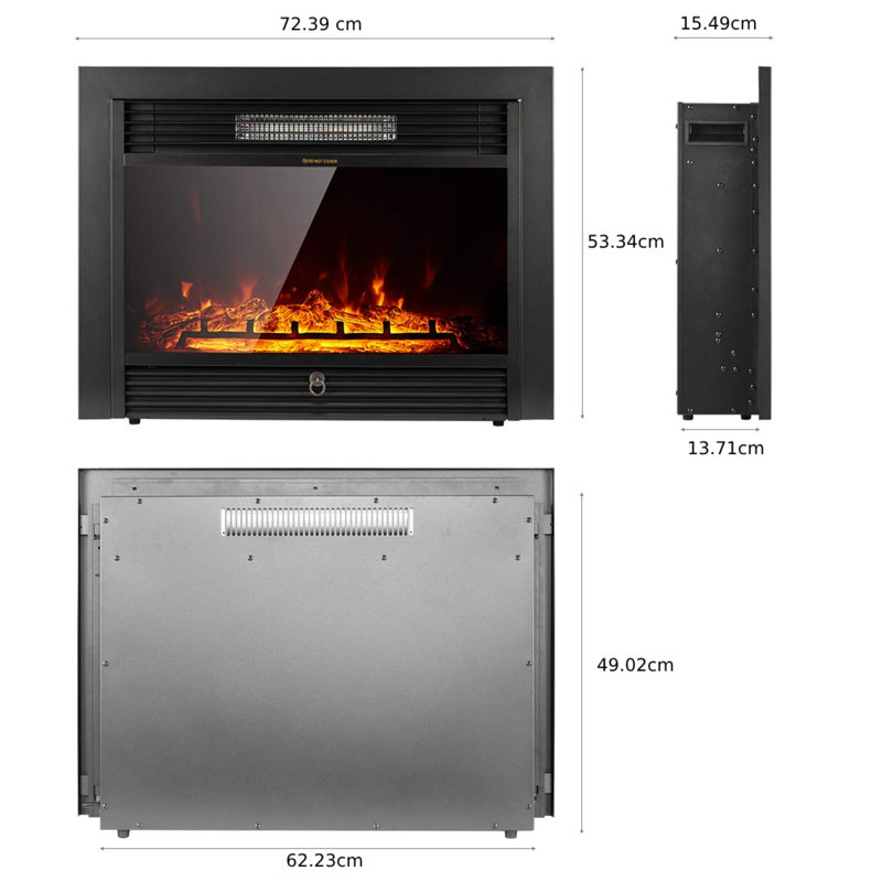 YODOLLA 72.39cm W Recessed Wall Mounted Electric Fire