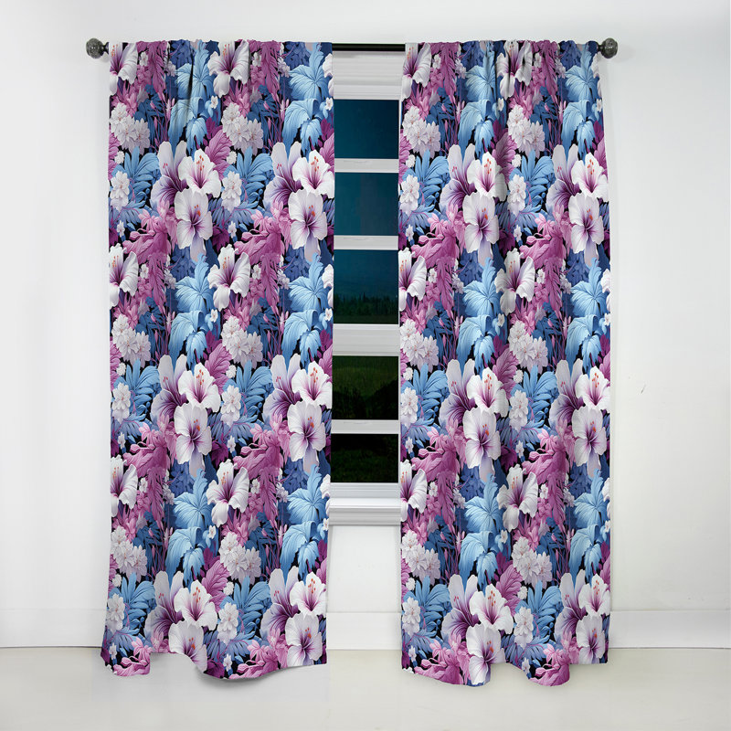 Motif tropical Tranquil Dreamscape - Rideau floral - Rideau occultant floral - 1 panneau, L 52 po x L 108 po