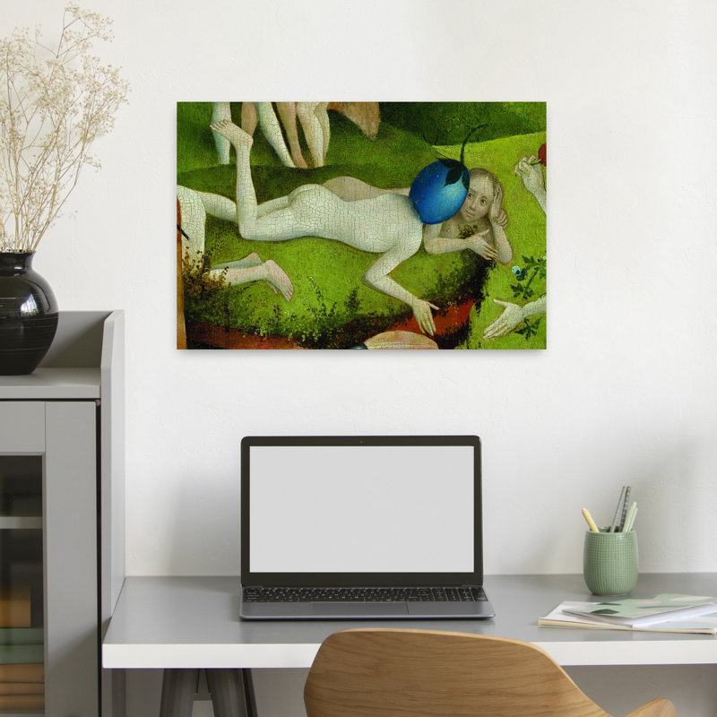 Berry Man Central Panel From The Garden Of Earthly Delights Classic Surreal Fruit Wall Art Print by Hieronymus Bosch - Wrapped Canvas Print