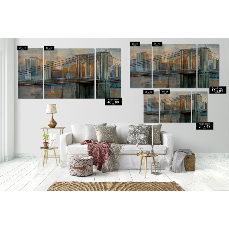 « a premium brooklyn bridge », impression sur toile tendue, reproduction d’art à multiples images