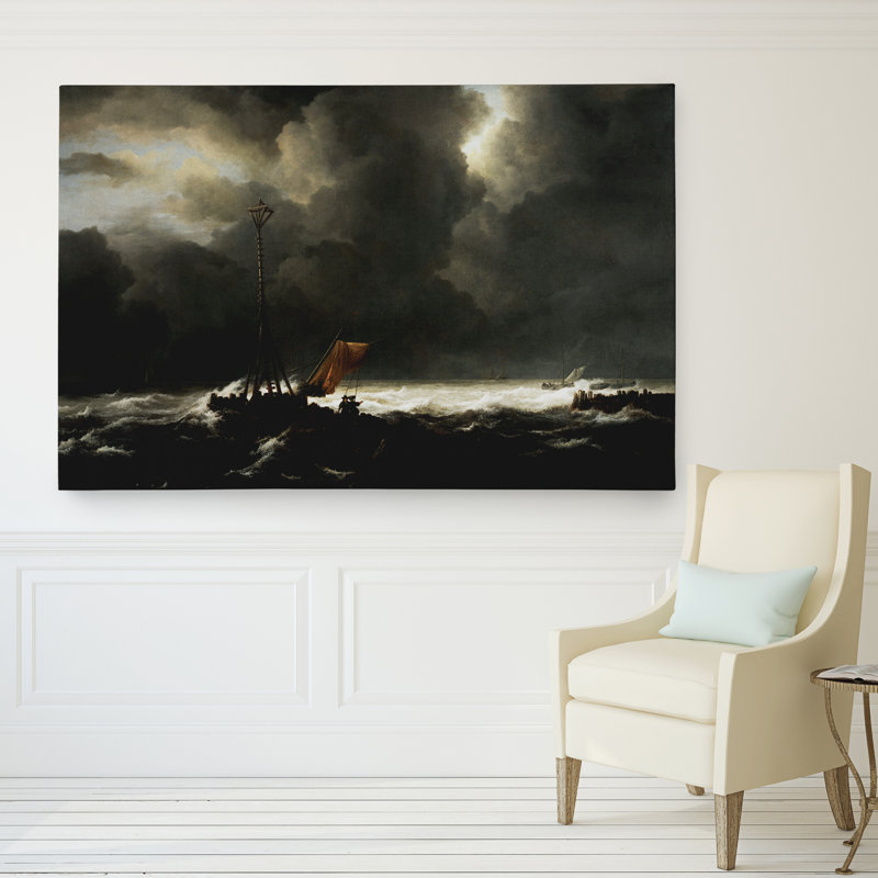 Toile tendue "grossière sea" par jacob van ruisdael premium estampe numérique, H 32 po x l 48 po x P 1,5 po