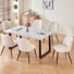 150Cm Table With 6 Modern Cool Colour Upholstered Dining Chairs