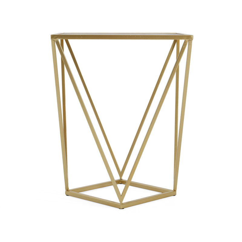 Valentin Tempered Glass End Table With Iron Frame