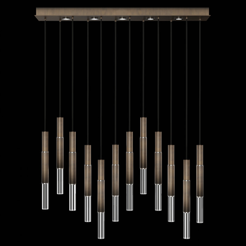 Luminaire suspendu l 61 po Antonia, Bronze ombré doux / nickel