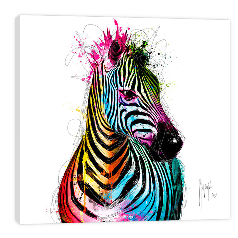 « zèbre pop » par patrice murciano, impression sur toile tendue, H 24 po x l 24 po x P 1,5 po