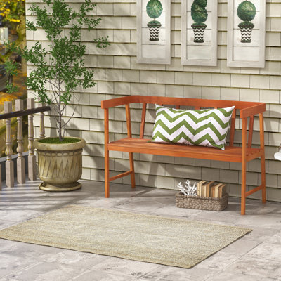 Iemy 2-Person Garden Bench, Patio Wooden Bench with Ergonomic Backrest & Armrests by Winston Porter