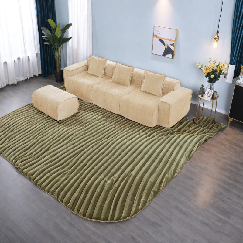 Canapé modulaire polyvalent en velours, sans assemblage, bord français moderne, pour la maison