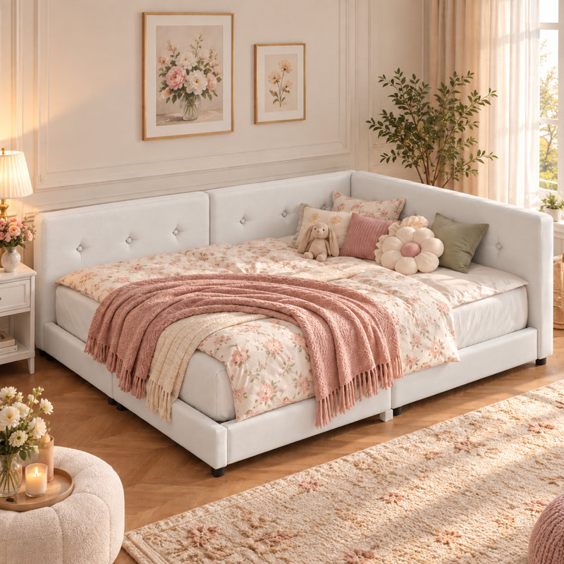 Lit plateforme au sol, Grand, Beige
