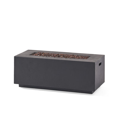 Outdoor Rectangular MgO Concrete Propane Fire Pit with Lava Rocks