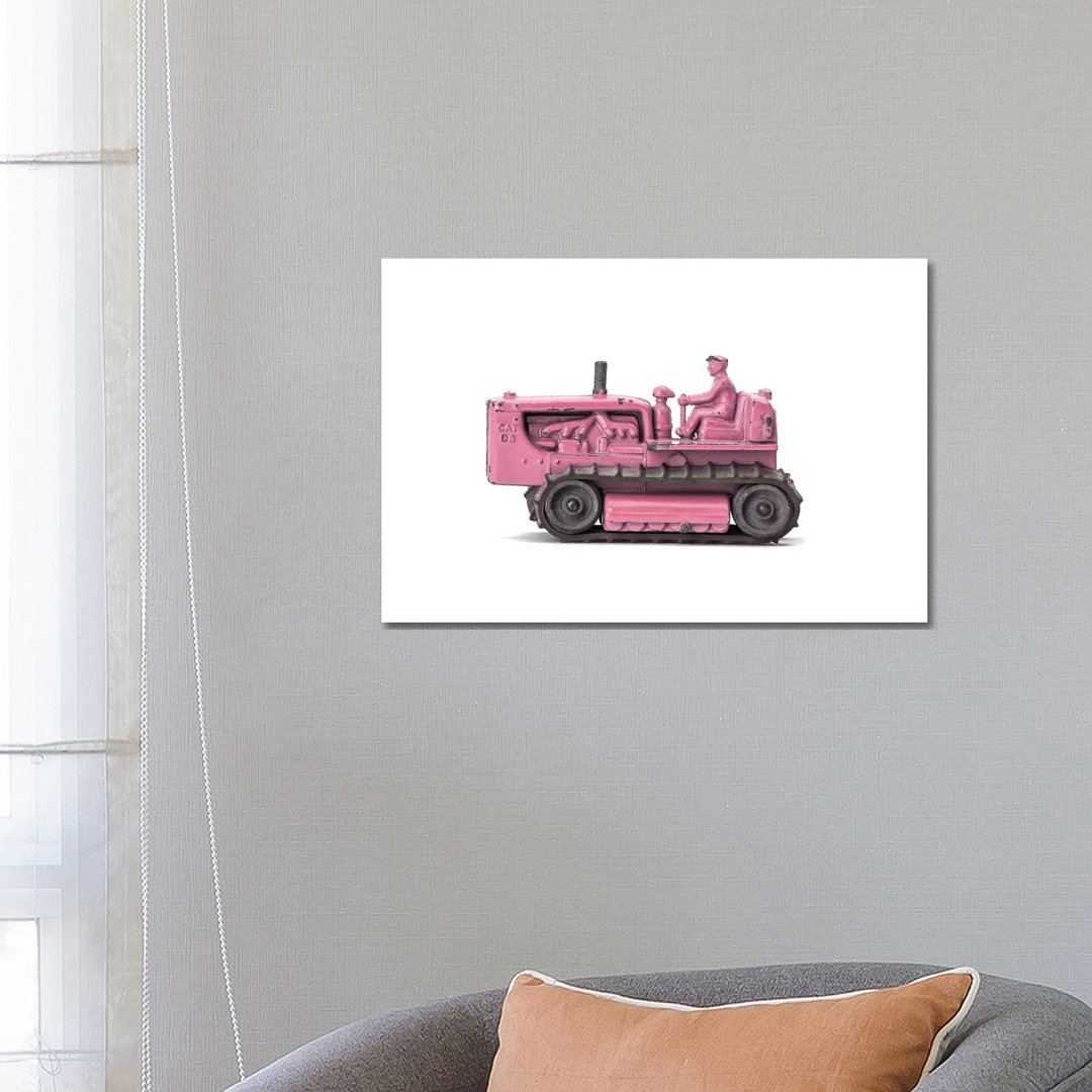 Bulldozer WhitePink von Saint And Sailor Studios - Gallery-Wrapped Canvas GiclÃ©e on Canvas