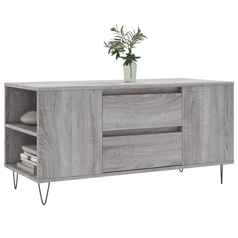 Iriemi Four Leg Coffee Table with Storage, Grey Sonoma