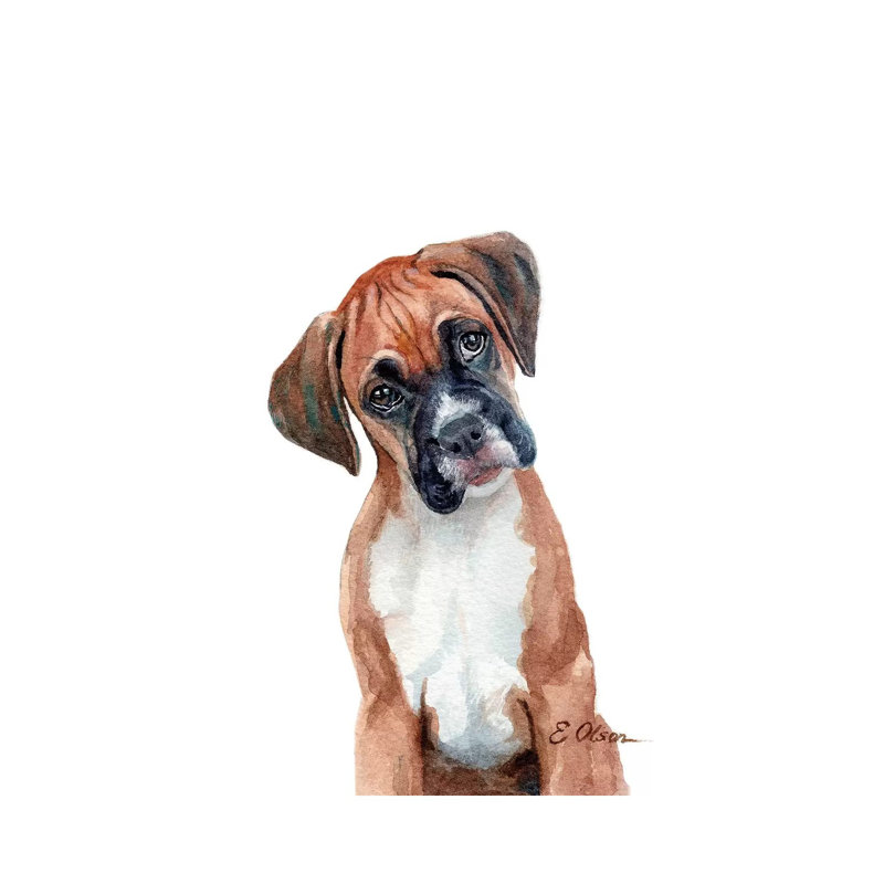 Boxer Puppy by Watercolor Luv - Wrapped Canvas Painting, 66.04 cm H x 45.72 cm W x 1.91 cm D
