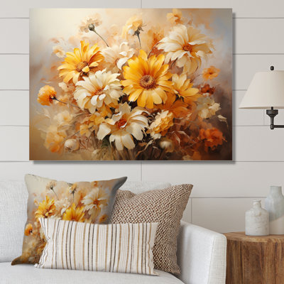 Impression romantique sur toile, tournesols beiges beige IV