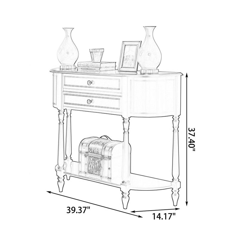 Console blanche en bois massif, 37.4" H x 39.37" W x 14.17" D