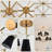 12-Light Adjustable Sputnik Chandelier – Linen Shades, Sloped-Ceiling Compatible, Dimmable Dining Room Statement Fixture.-356258368