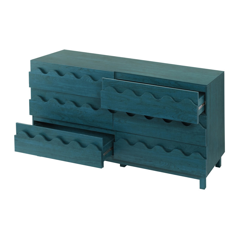 Commode double 6 tiroirs 60 po, Bleu