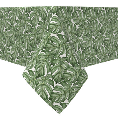 Fabric Textile Products, Inc. Square Tablecloth, 100% Cotton, 60X60", Monstera Leaves